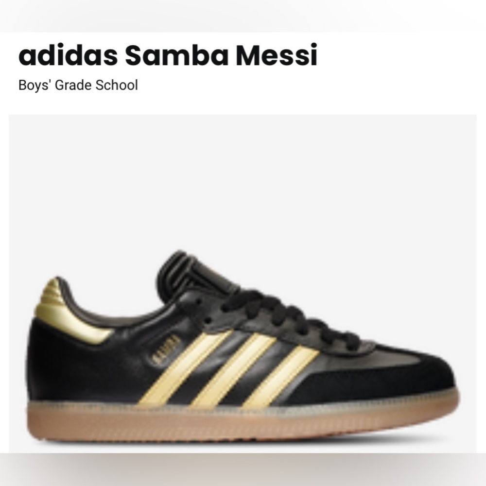 adidas Samba Messi Kids Sneakers - Black and Gold